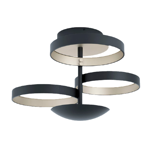 Plafón con led de 33,8W negro con champagne con diámetro de 54cm y altura de 33cm